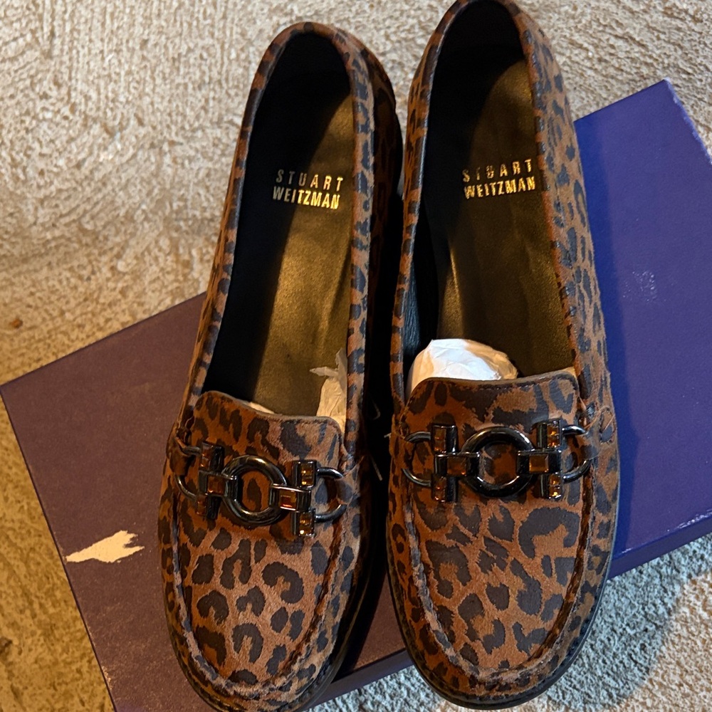 Stuart Weitzman Brown Animal Print Loafers
